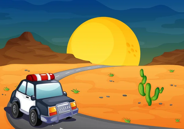 A police car at the desert — Stock Vector