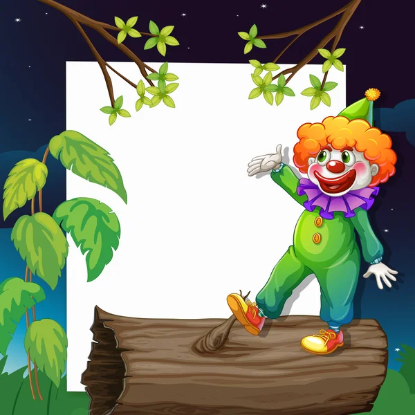 Een grappige clown presenteren een lege AV — Stockvector