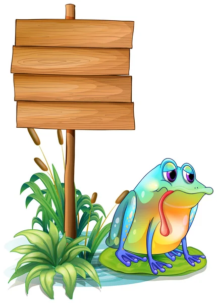 Osamělý žábu vedle prázdné desky — Stockový vektor