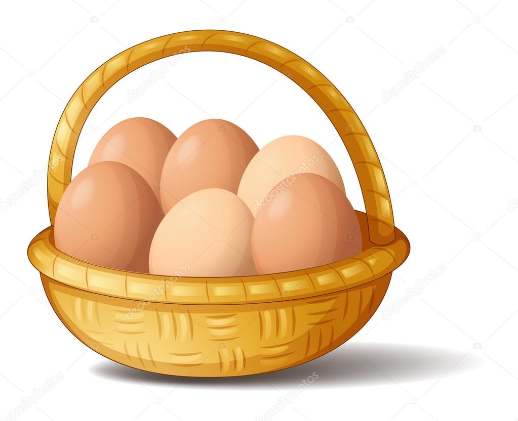 A basket with six eggs — Stock Vector © interactimages 21917533