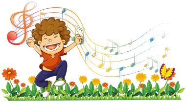yüksek sesle müzik notaları ile şarkı bir çocuk