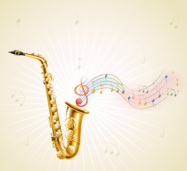 A saxophone with musical notes clipart