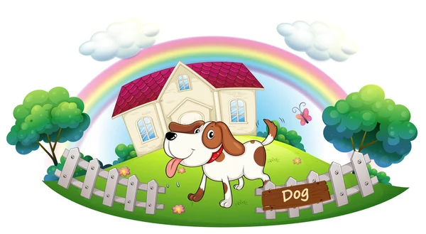 En hund som vaktar ett hus — Stock vektor