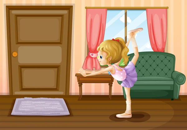 Uma dançarina de balé dentro de sua casa —  Vetores de Stock