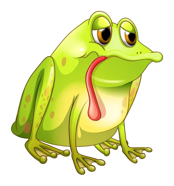 A tired green frog — Stock Vector