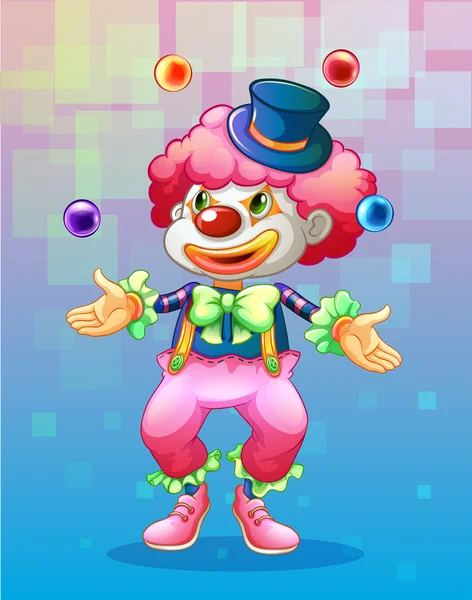 Un clown avec quatre boules colorées — Image vectorielle