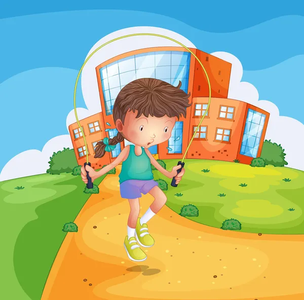 Mladá dívka hrající na půdu školy — Stockový vektor