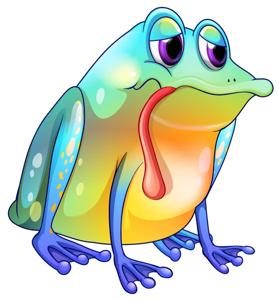 A colorful sad frog — Stock Vector