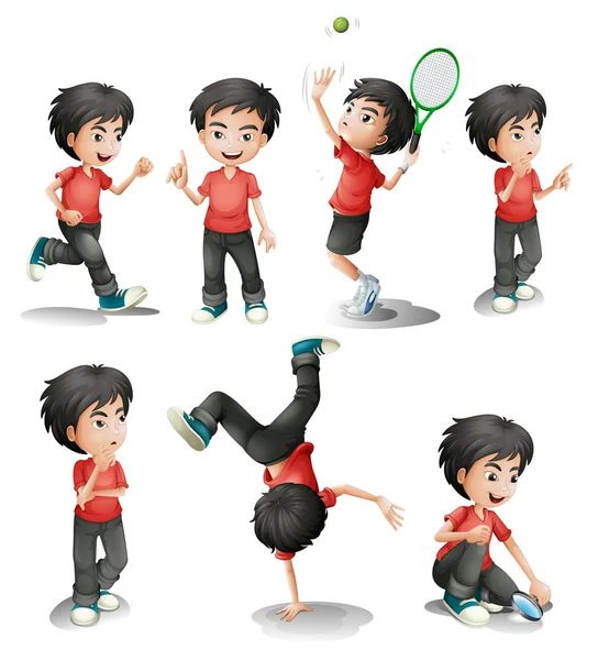 Diferentes actividades de un niño — Vector de stock