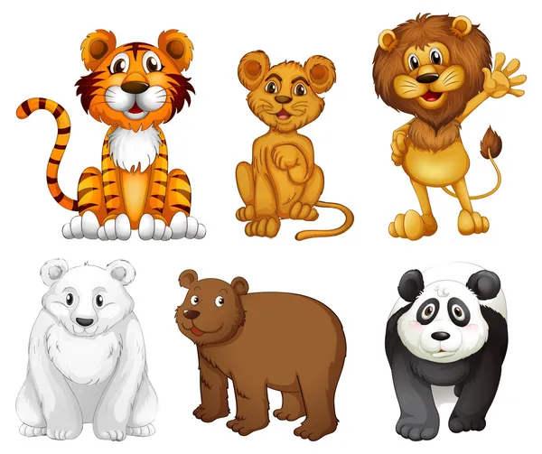 Six wild animals Stock Illustration