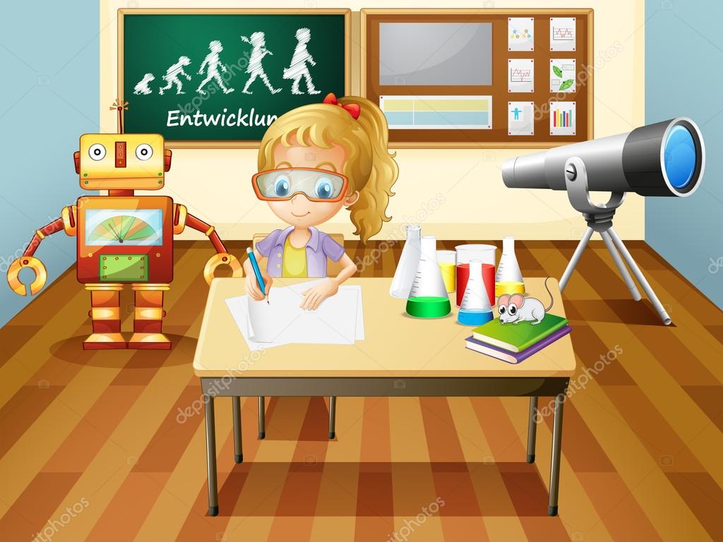 A girl writing inside a science laboratory room Stock Vector Image by ©interactimages #22023689 A girl writing inside a science laboratory room Stock Vector Image by ©interactimages #22023689