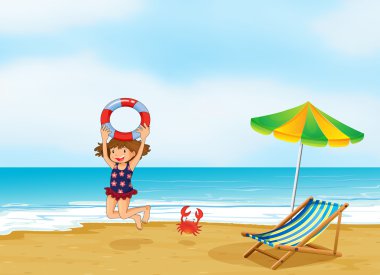 Kıyıda oynayan kız