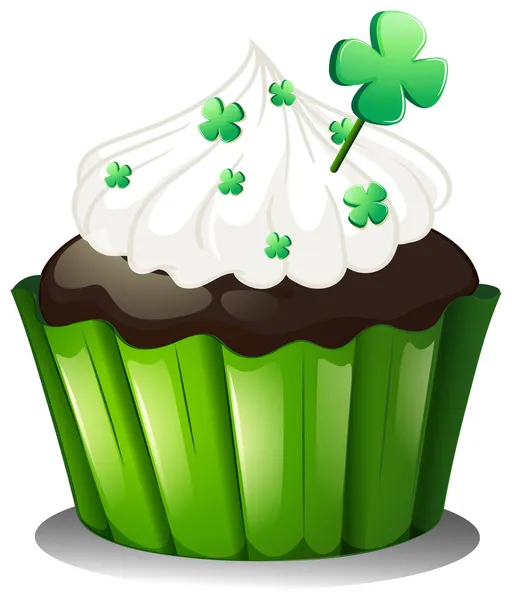 A chocolate cupcake for St. Patrick's Day — Stock Vector