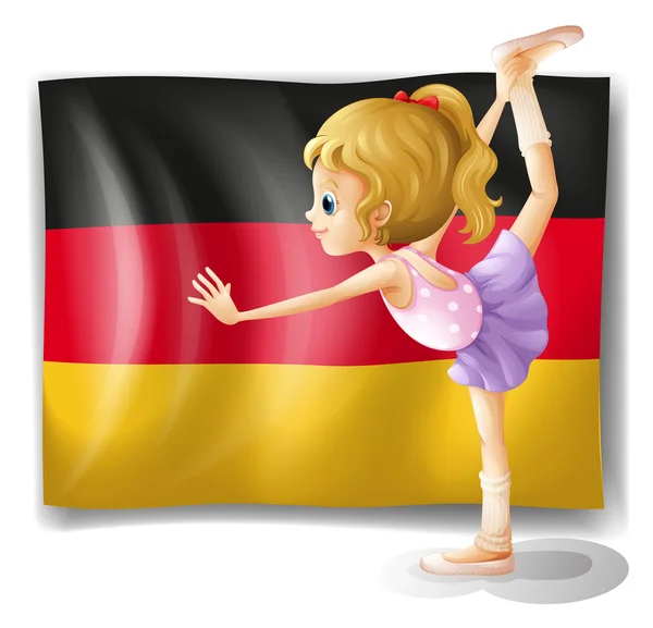Bailarina de ballet frente a la bandera de Alemania — Vector de stock