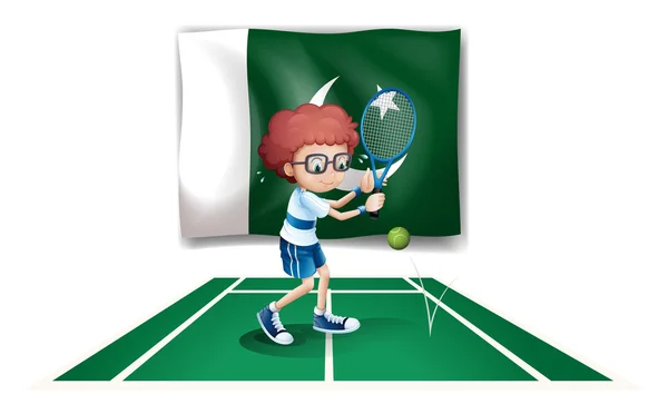 A tennis player in front of the flag of Pakistan — Stock Vector