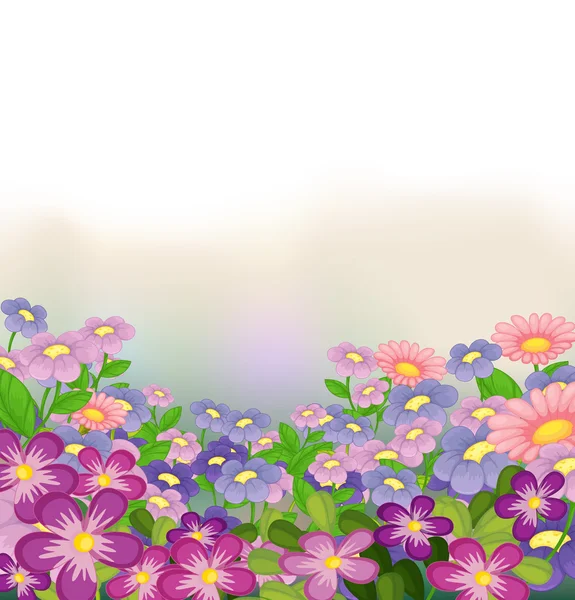 Un jardín de flores coloridas — Vector de stock