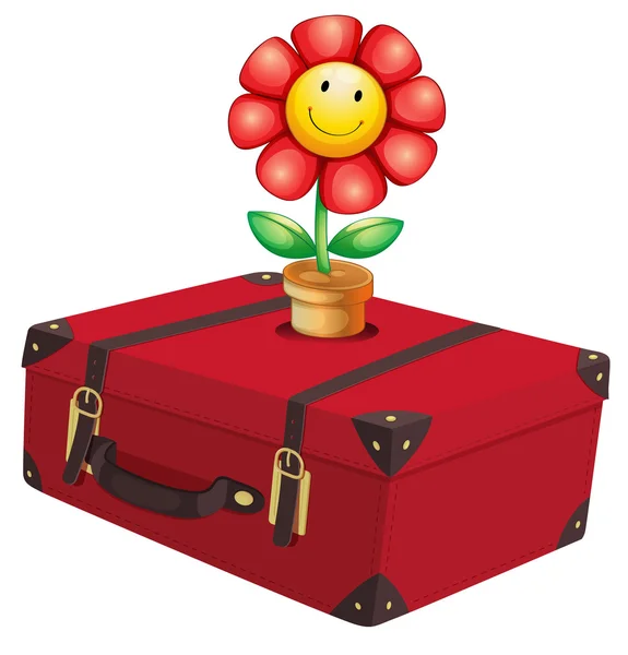 Červená cestovní taška s rostlin — Stockový vektor