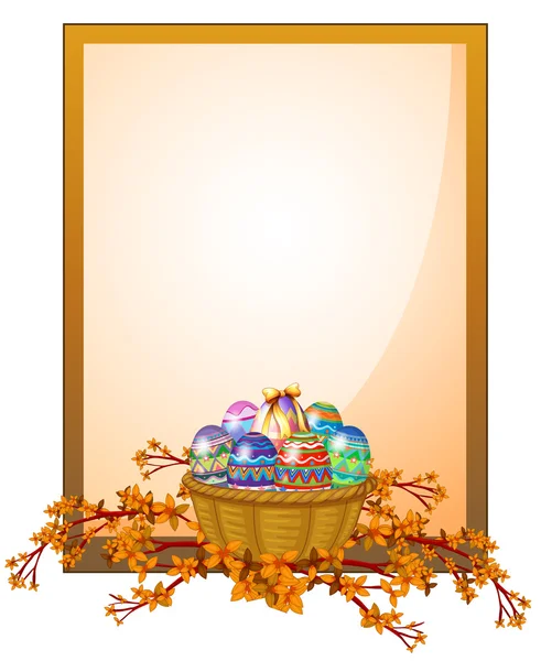 Uma sinalização de quadro vazia com uma cesta de ovos — Vetor de Stock