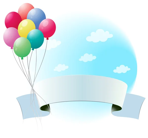 Balloons with an empty banner — Stock Vector