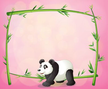 bir panda ve boş bambu çerçeve