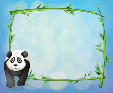 Bambu çerçevelemek yanında panda ayakta