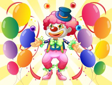 bir düzine bir palyaço ile renkli balon