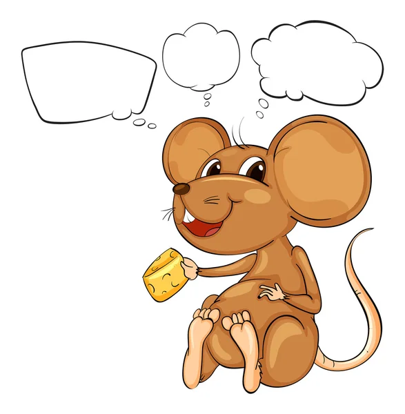 A rat holding a cheese with empty callouts — Stock Vector