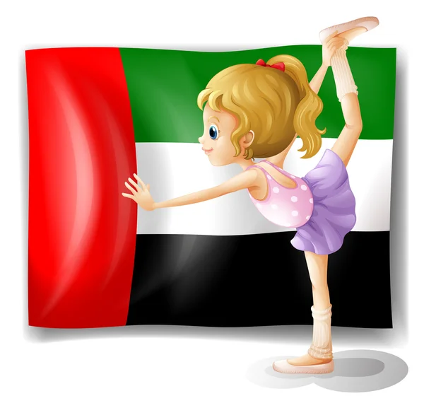 Ένας χορευτής μπαλέτου μπροστά από τη σημαία του ΗΑΕ — Διανυσματικό Αρχείο