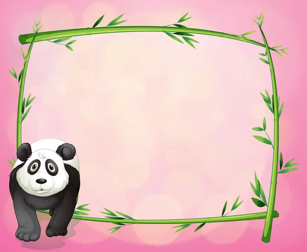 En panda bredvid en bambu ram — Stock vektor