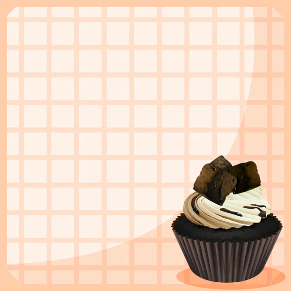 Um papelaria com um cupcake de chocolate — Vetor de Stock