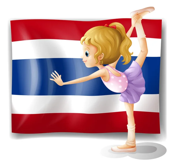 Un danseur de ballet devant le drapeau thaïlandais — Image vectorielle