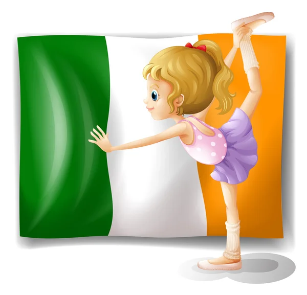 Le drapeau de l'Italie à l'arrière d'une fille — Image vectorielle