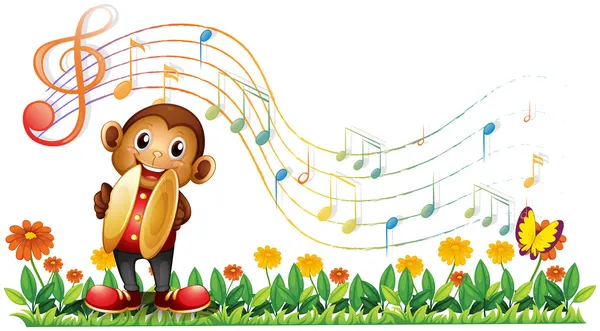 A monkey playing with the cymbals — Stock Vector