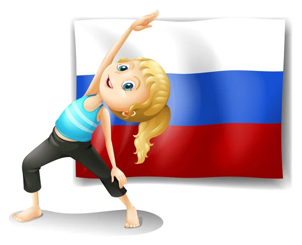 Una niña con la bandera de la Federación Rusa — Vector de stock