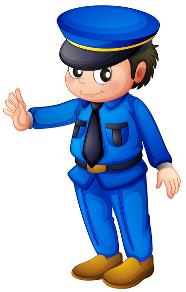 A police officer with a complete blue inform
