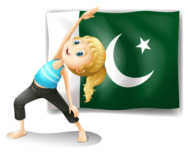 La bandera de Pakistán en la espalda de una niña — Vector de stock