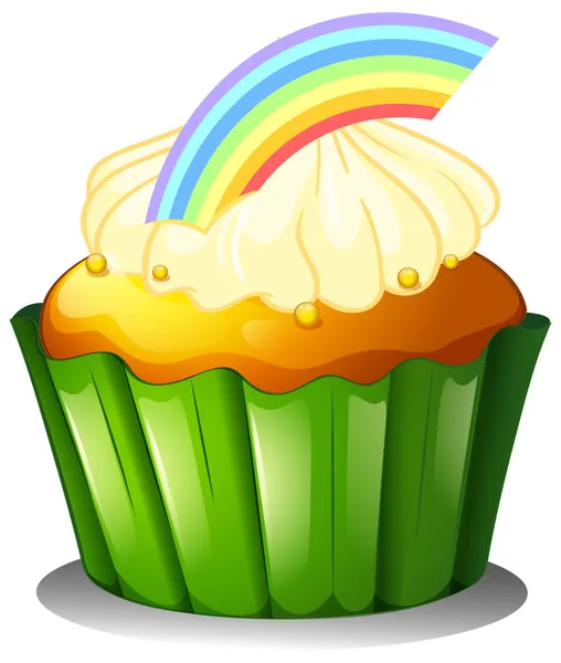 A cupcake with rainbow — Stock Vector