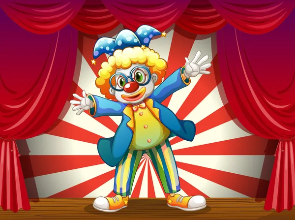 Een podium met een grappige clown — Stockvector