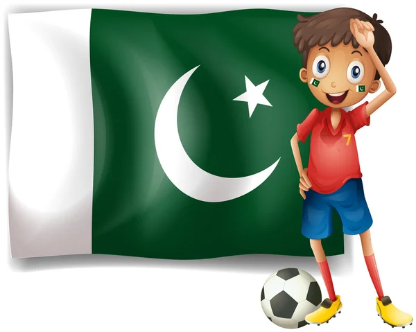 Le drapeau du Pakistan et le joueur de football — Image vectorielle