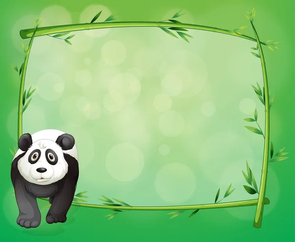 A big panda beside a bamboo frame — Stock Vector