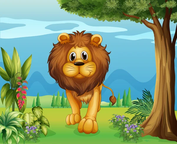 Un gros lion dans le jardin — Image vectorielle