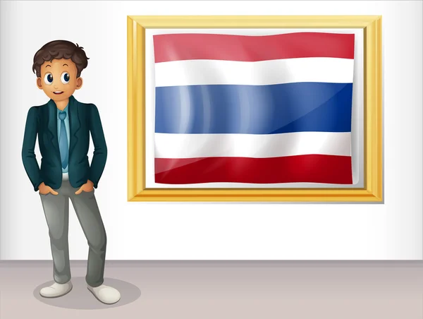 A boy with a framed flag of Thailand — Stock Vector