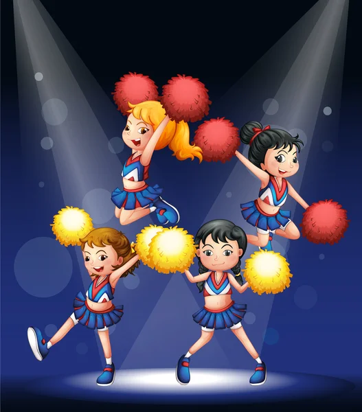 Cheerdancers performing at the stage — Stock Vector