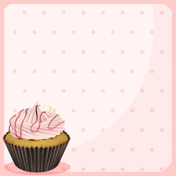 A polka dot stationery with a cupcake — Stock Vector