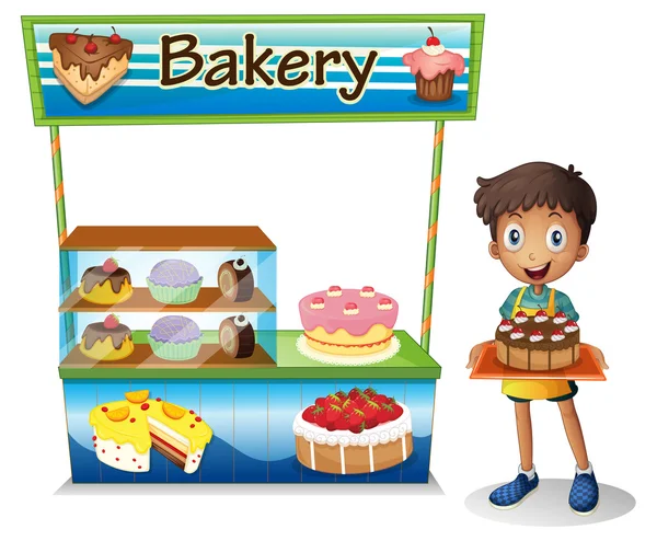 Un garçon vendant des gâteaux — Image vectorielle