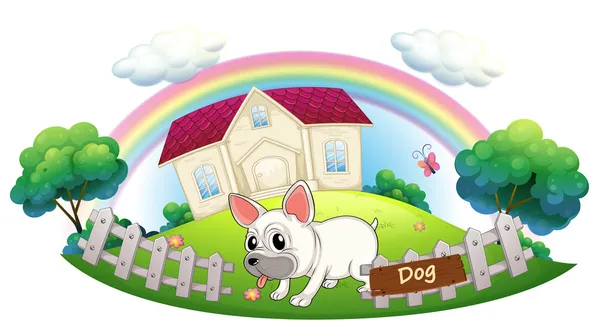 Un chien gardant une maison — Image vectorielle
