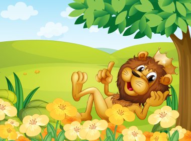 tree Hill yakınındaki bir taç ile bir aslan