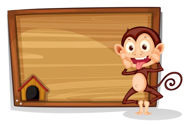 Μια μαϊμού δίπλα σε ένα άδειο σκάφος — Διανυσματικό Αρχείο