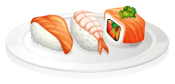 Een plaat van sushi — Stockvector