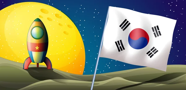 Le drapeau de la Corée près d'un dirigeable — Image vectorielle